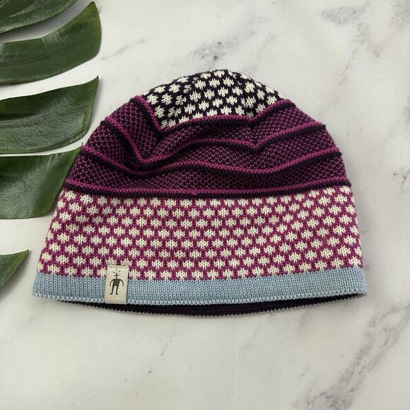 Smartwool Womens Beanie Knit Hat Merino Wool Pink White One Size Warm - Picture 1 of 5